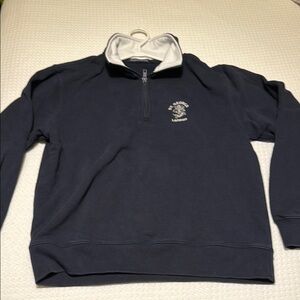 Brandy Melville 1/4 zip Navy Blue Sweater - St. George London Logo